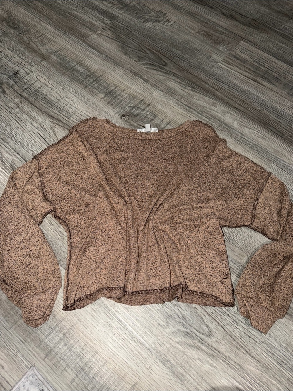 gaze Brown Heathered Scoop Neck Sweater